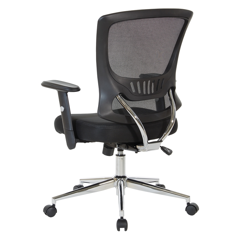 Mesh Back & Seat Locking Tilt Task Chair with Chrome Base in Black Fabric