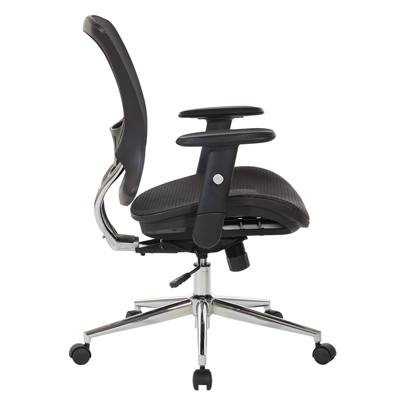 Mesh Screen Back Manager's Chair with Height Adjustable Arms in Black Fabric