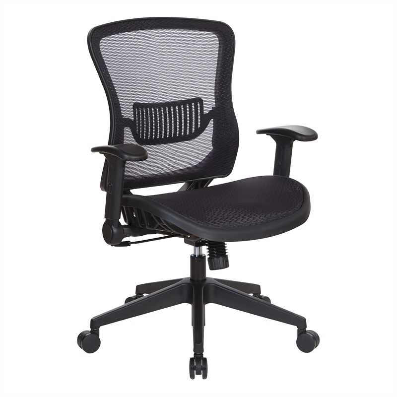 Office Star Fabric Managers Chair with Padded Mesh Seat in Black