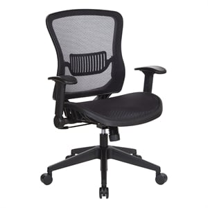Office Star Fabric Managers Chair with Padded Mesh Seat in Black