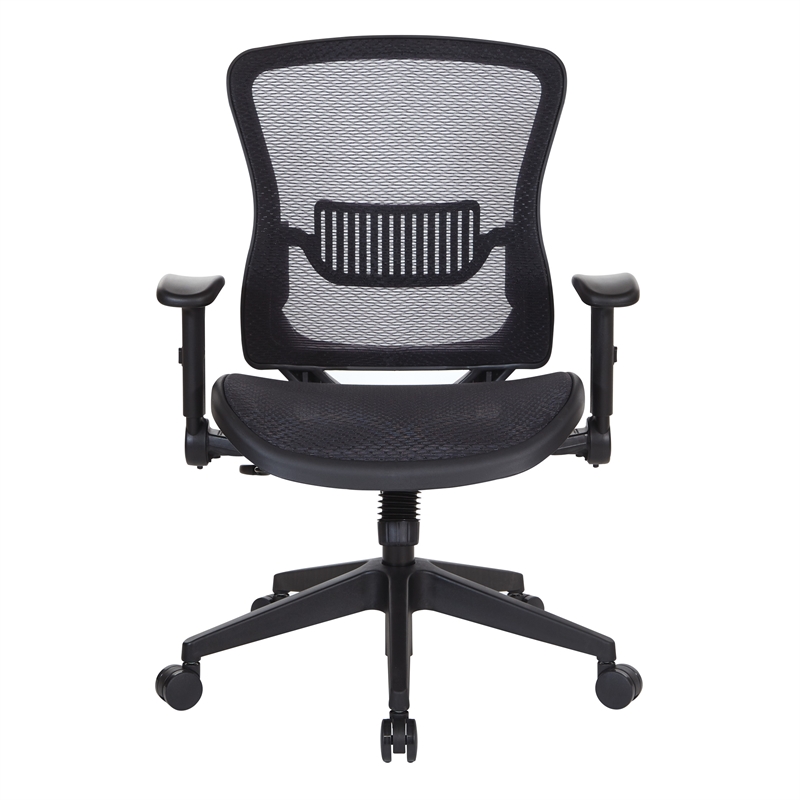 Office Star Fabric Managers Chair with Padded Mesh Seat in Black