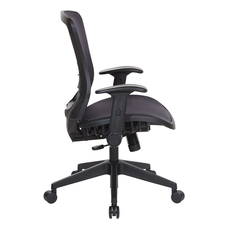Office Star Fabric Managers Chair with Padded Mesh Seat in Black