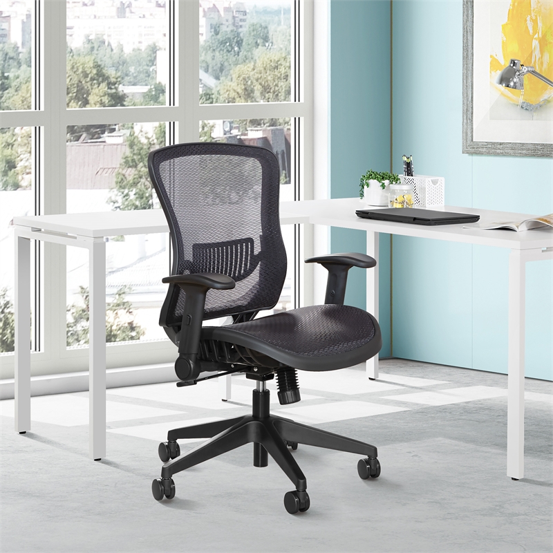 Office Star Fabric Managers Chair with Padded Mesh Seat in Black