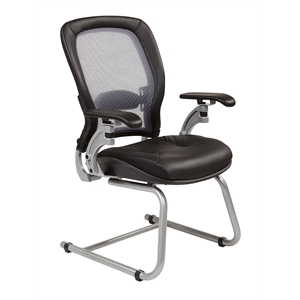 SPACE Air Grid Black Back Leather Guest Chair with Cantilever Base