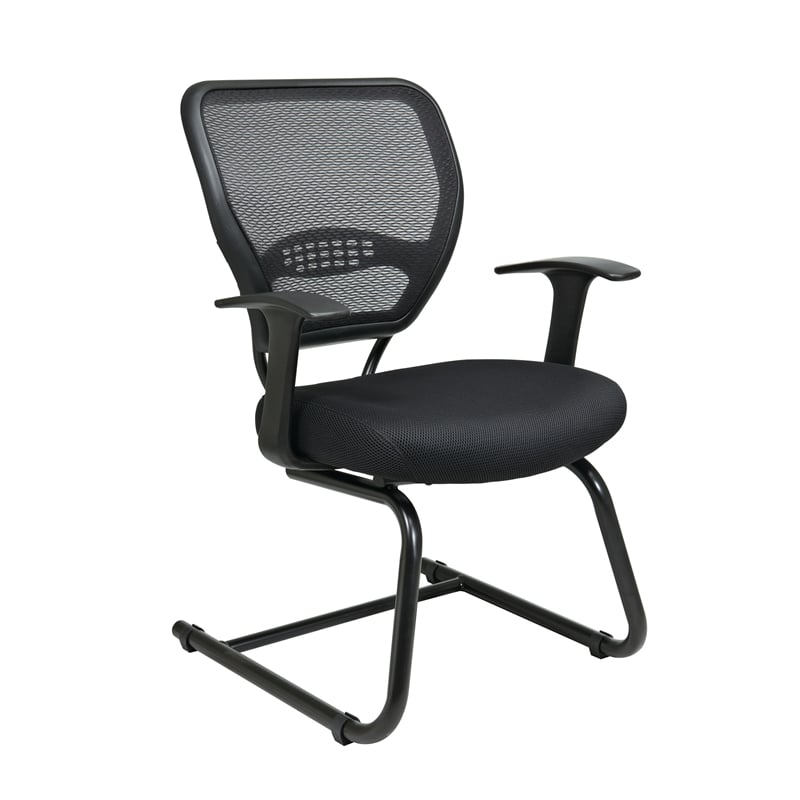 Air Grid Black Back Guest Chair with Fabric Seat and Cantilever Base