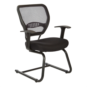 air grid black back guest chair with fabric seat and cantilever base