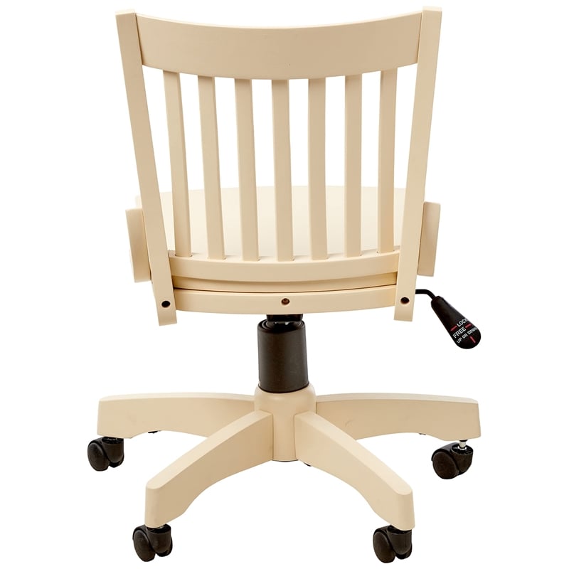 Deluxe Armless Wood Bankers Office Chair with Wood Seat in White
