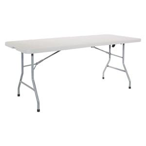 6' Resin Rectangular Multi Purpose Center Fold Table in Gray