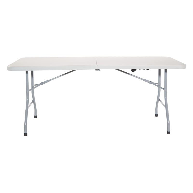 6' Resin Rectangular Multi Purpose Center Fold Table in Gray