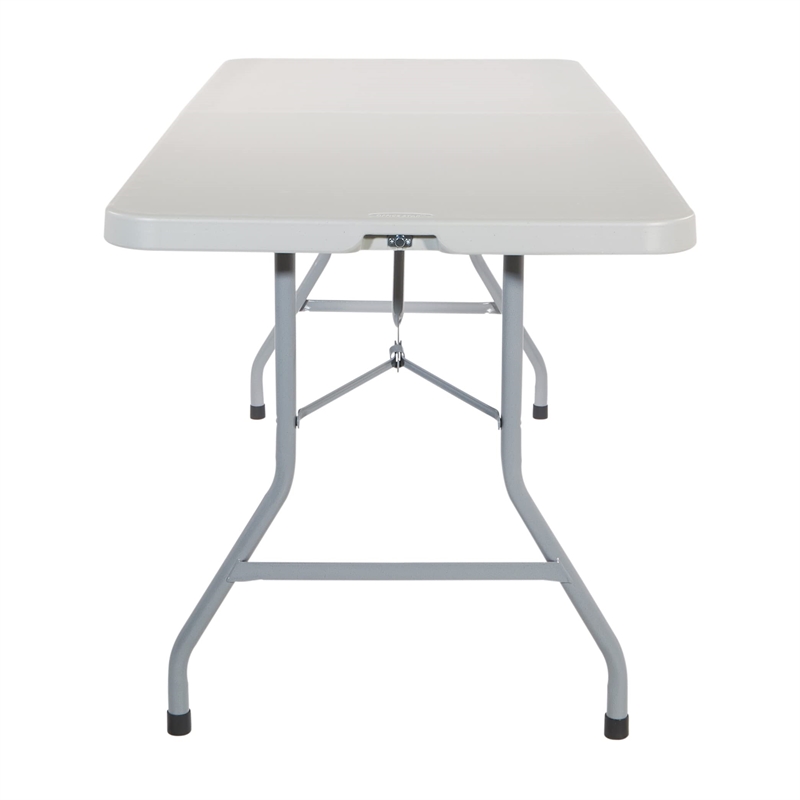 6' Resin Rectangular Multi Purpose Center Fold Table in Gray