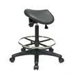 Adjustable Backless Black Vinyl  Saddle Seat Stool with Adjustable Foot Ring