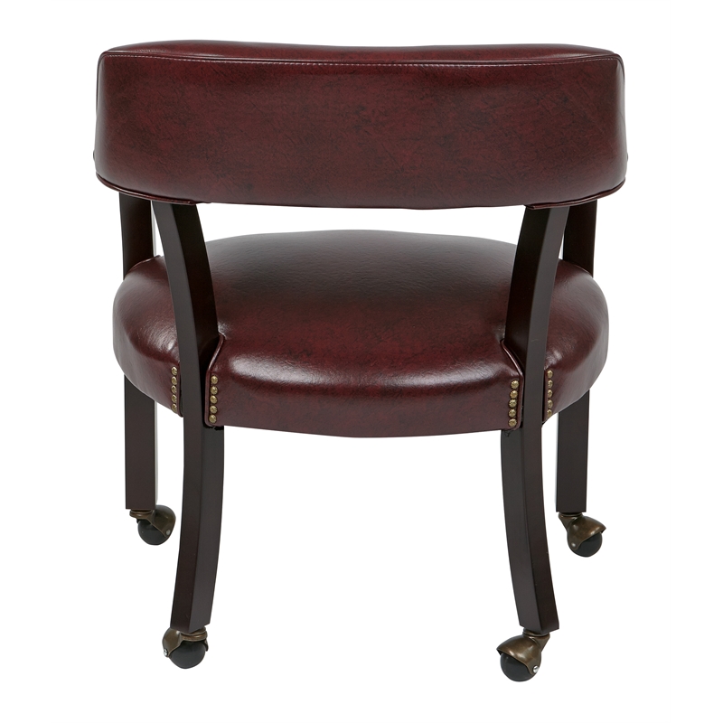 Traditional Visitor Chair in Jamestown Oxblood Red Vinyl and Mahogany Finish