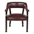 Traditional Visitor Chair in Jamestown Oxblood Red Vinyl and Mahogany Finish