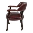 Traditional Visitor Chair in Jamestown Oxblood Red Vinyl and Mahogany Finish