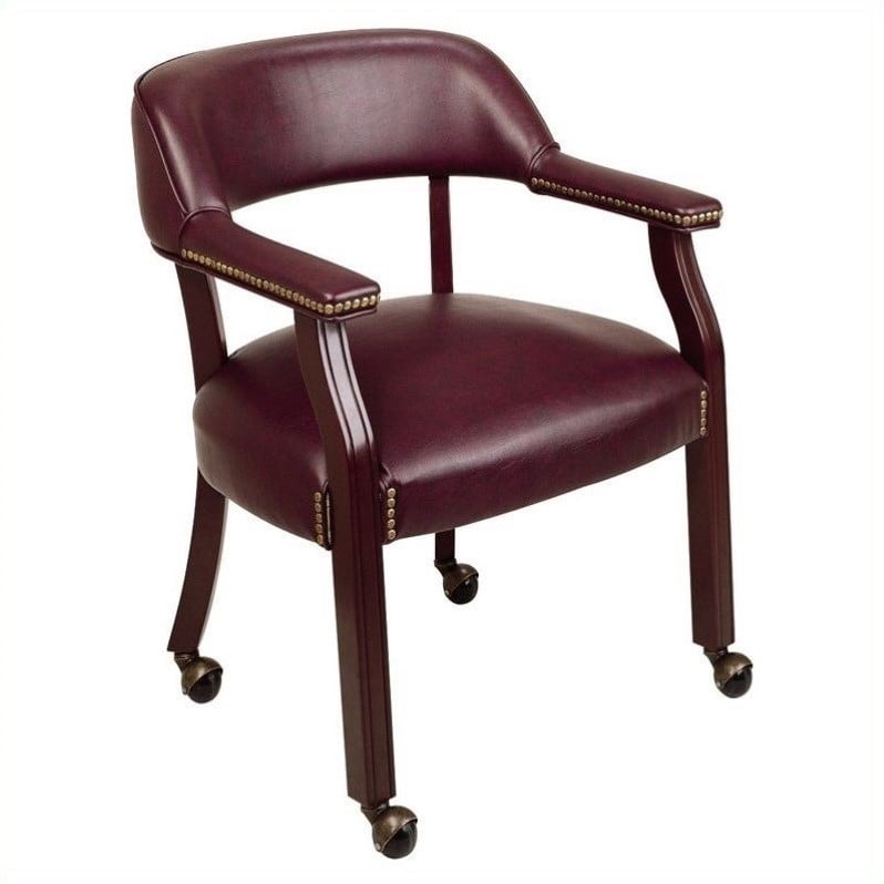 Traditional Visitor Chair In Jamestown Oxblood Red Vinyl And Mahogany Finish Tv231 Jt4