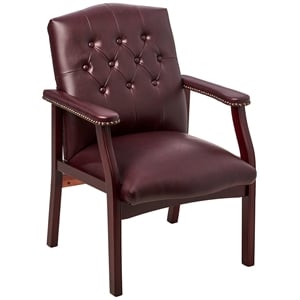 Traditional Visitors Guest Chair in Jamestown Oxblood Red Vinyl