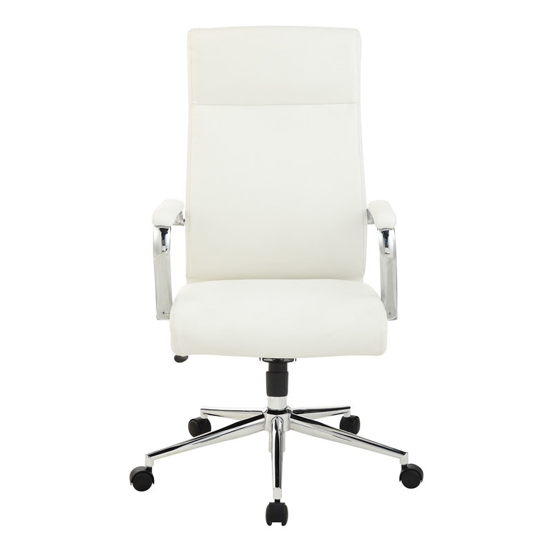 High Back Manager's Chair with Dillon Snow White Fabric and Chrome Base