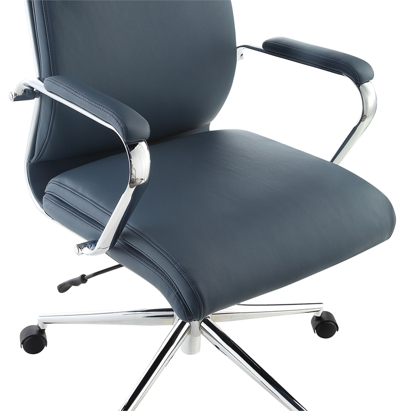 High Back Manager's Chair with Dillon Blue Fabric and Chrome Base