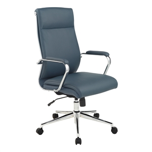 High Back Manager's Chair with Dillon Blue Fabric and Chrome Base
