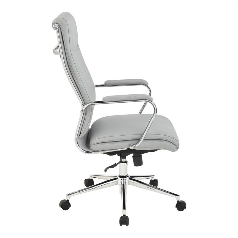 High Back Manager's Chair with Dillon Steel Gray Fabric and Chrome Base