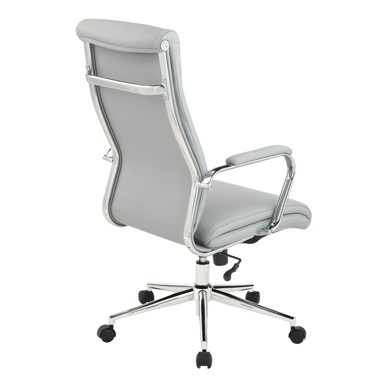 High Back Manager's Chair with Dillon Steel Gray Fabric and Chrome Base