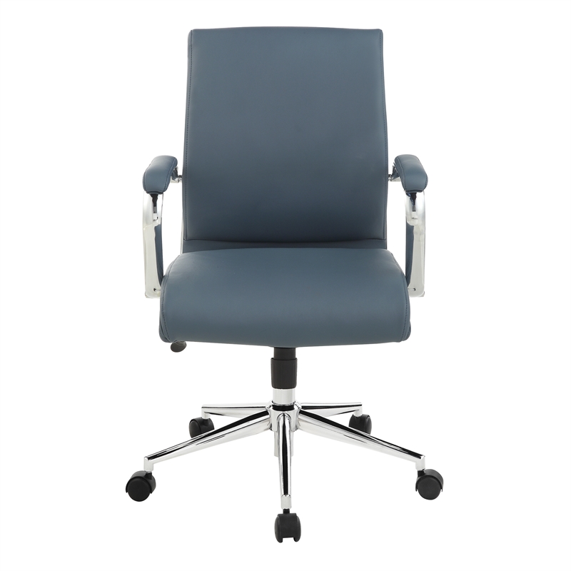 Mid Back Manager's Chair with Dillon Blue Fabric and Chrome Base