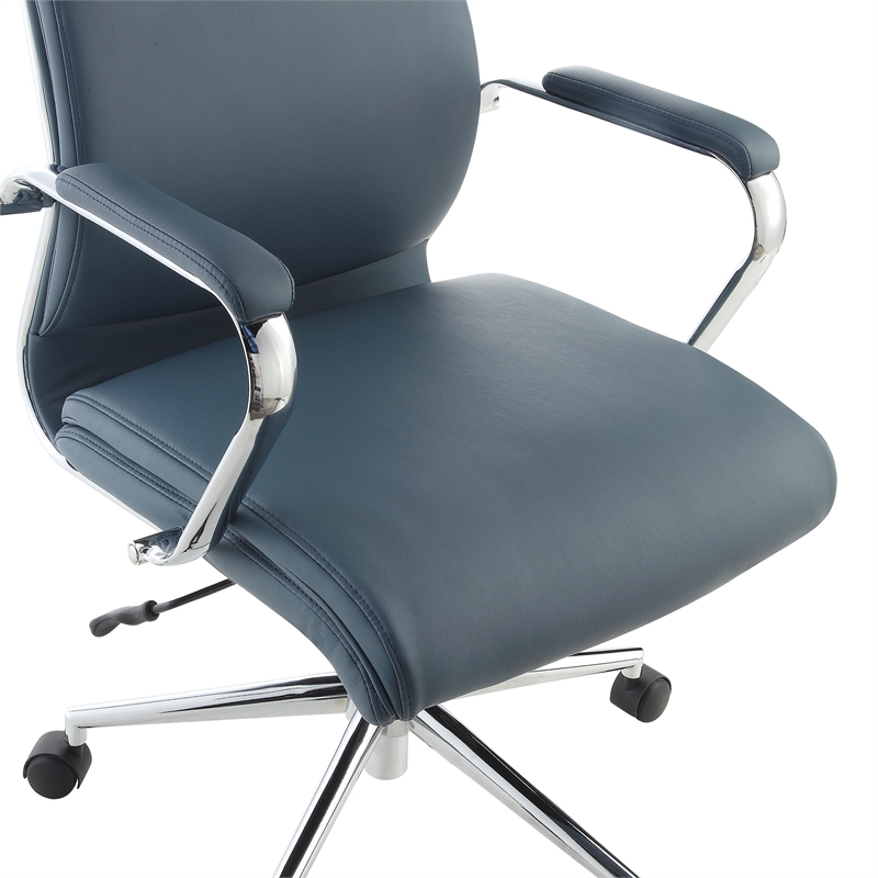Mid Back Manager's Chair with Dillon Blue Fabric and Chrome Base