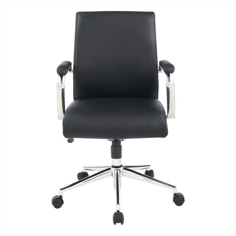 Mid Back Manager's Chair with Dillon Black Fabric and Chrome Base