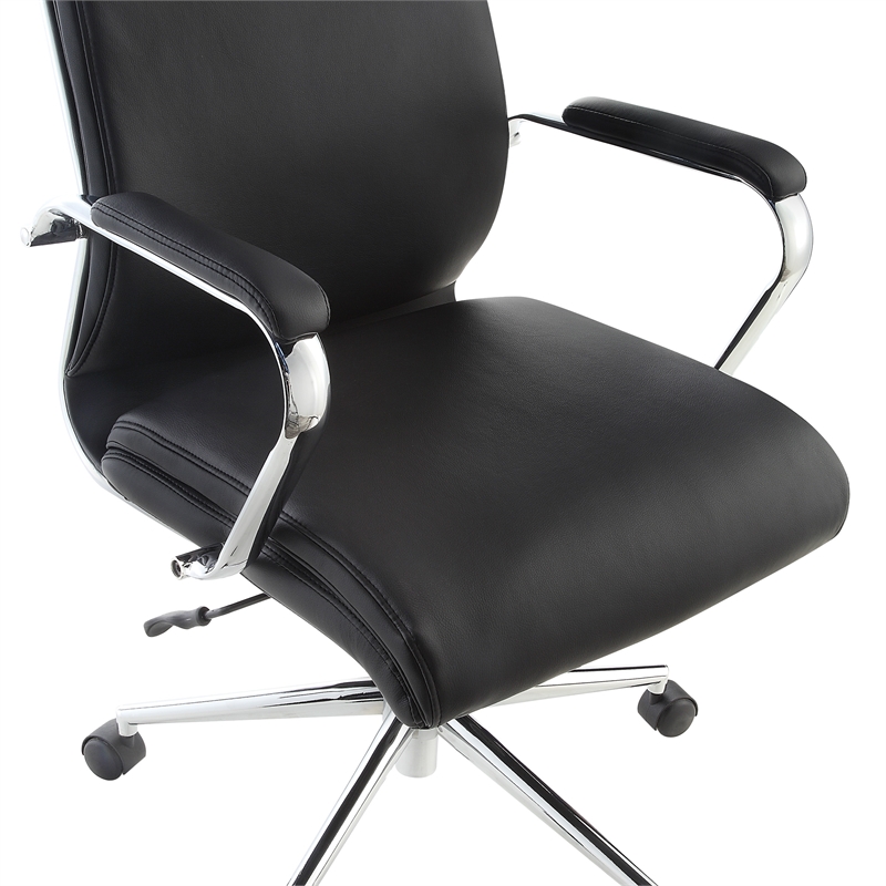 Mid Back Manager's Chair with Dillon Black Fabric and Chrome Base