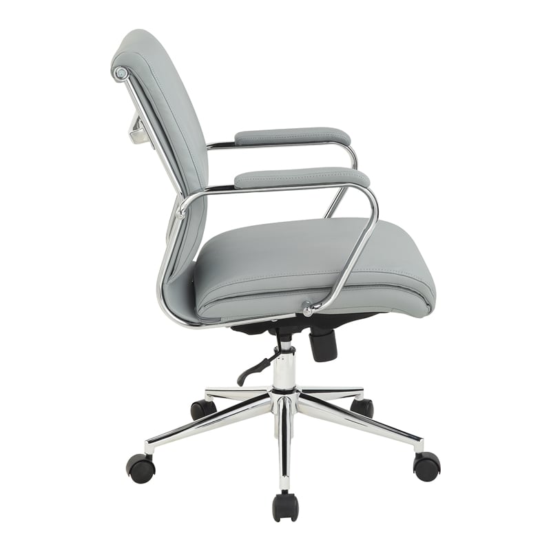 Mid Back Manager's Chair with Dillon Steel Gray Fabric and Chrome Base