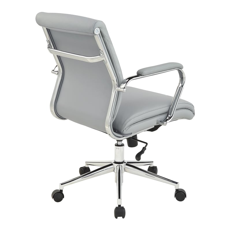 Mid Back Manager's Chair with Dillon Steel Gray Fabric and Chrome Base