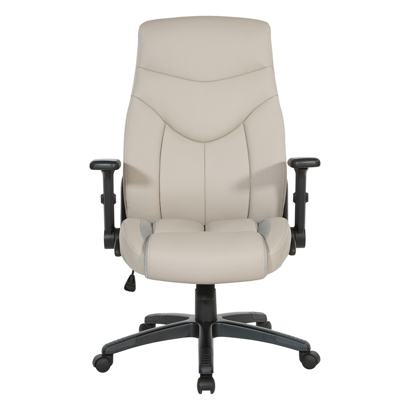 Executive High Back Taupe Gray Bonded Leather Office Chair