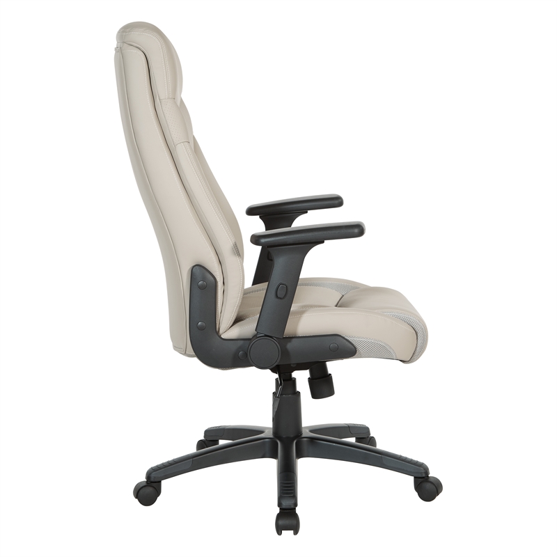 Executive High Back Taupe Gray Bonded Leather Office Chair