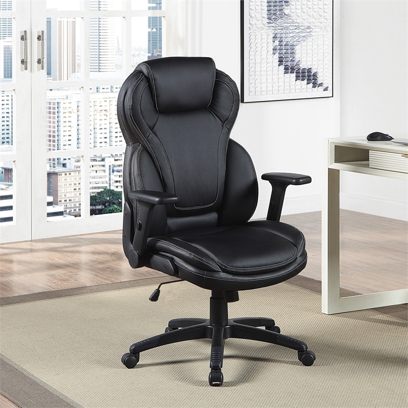 Executive High Back Black Bonded Leather Office Chair