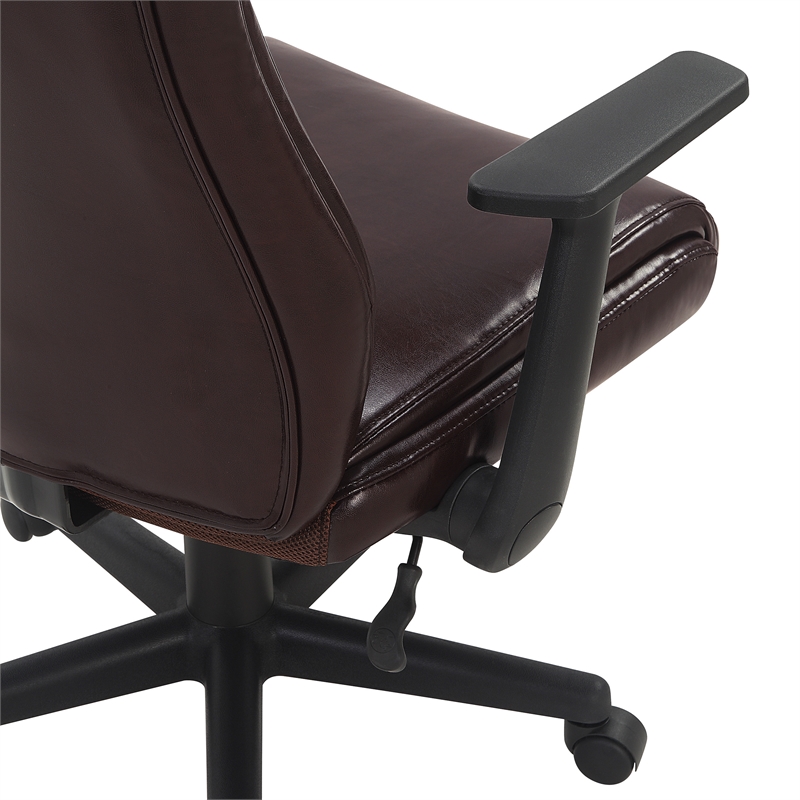 Mid-Back Managers Office Chair with Flip Up Arms in Chocolate Faux Leather