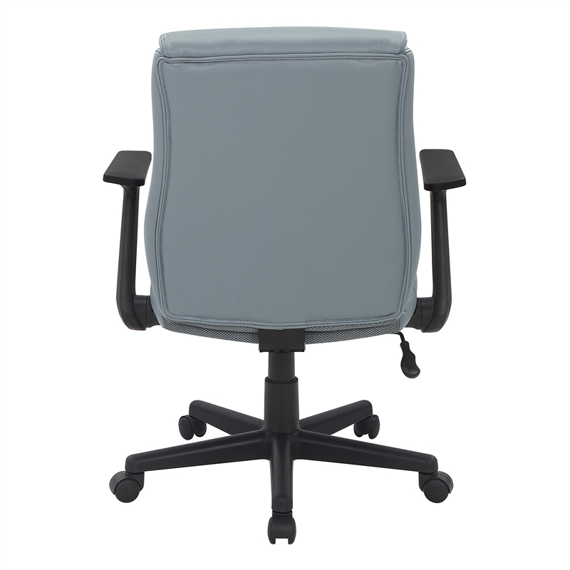 Mid-Back Managers Office Chair with Flip Up Arms in Charcoal Gray Faux Leather