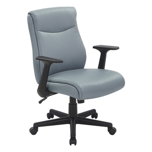 Mid-Back Managers Office Chair with Flip Up Arms in Charcoal Gray Faux Leather