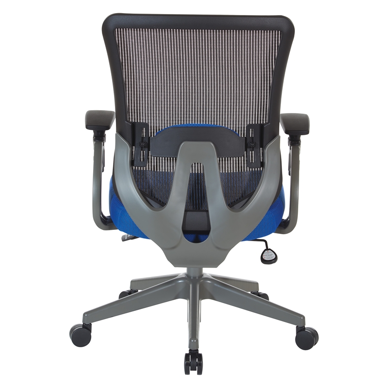Gray Vertical Mesh Back Manager's Chair with Blue Mesh Fabric Seat