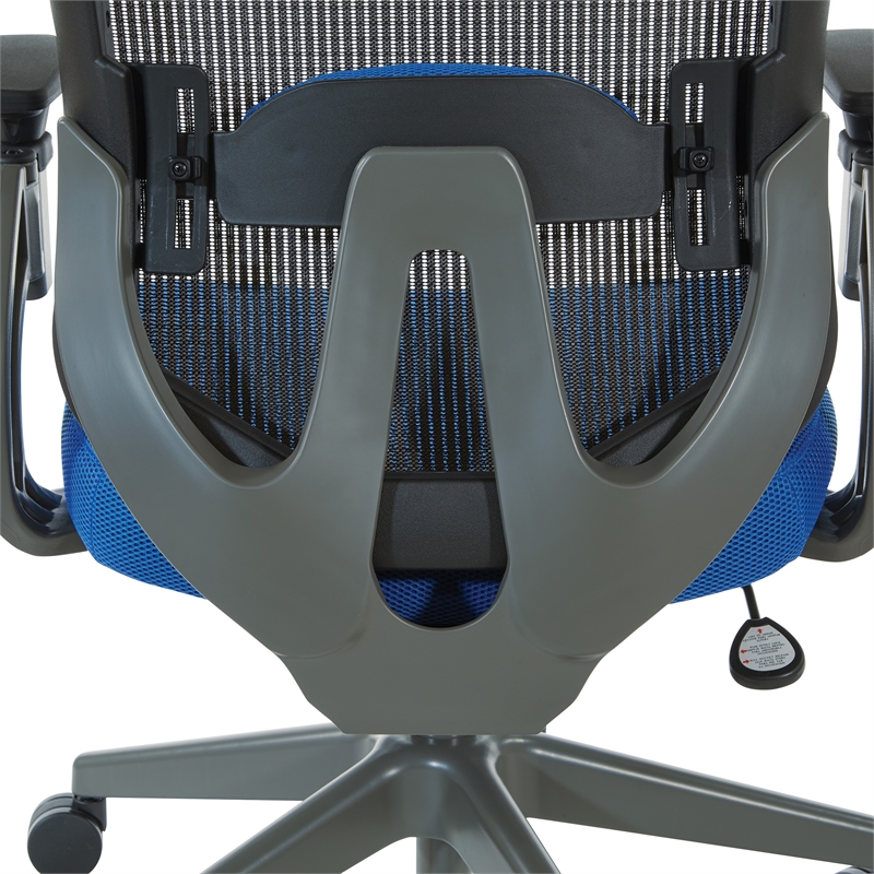 Gray Vertical Mesh Back Manager's Chair with Blue Mesh Fabric Seat