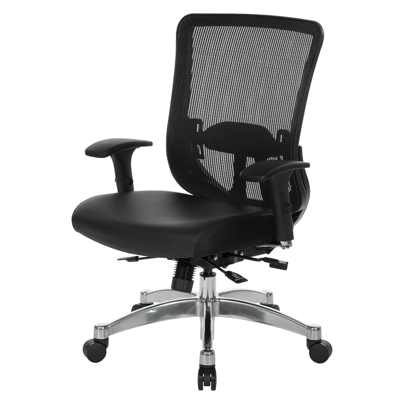 Black Vertical Mesh Back Manager's Chair with Black Bonded Leather Seat
