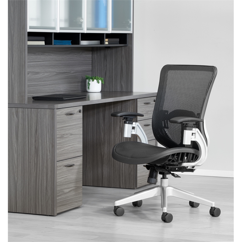 Black Vertical Mesh Back Manager's Chair with Black Mesh Fabric Seat