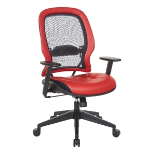 Dark Air Grid Back Managers Office Chair with Dillon Lipstick  Red Fabric Seat