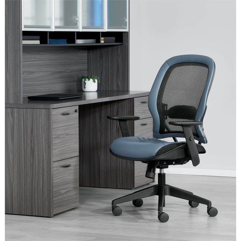 Dark Air Grid Back Managers Office Chair with Dillon Blue Fabric Seat