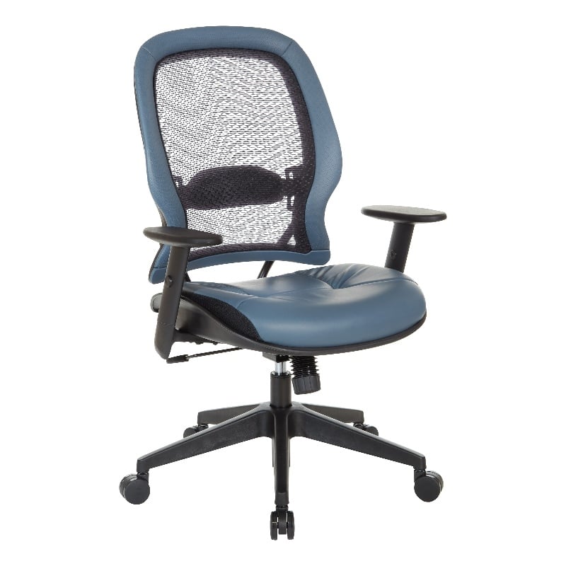 Dark Air Grid Back Managers Office Chair with Dillon Blue Fabric Seat