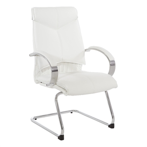 deluxe mid back visitor's chair in dillon snow white  faux leather