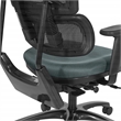 Vertical Black Mesh Back Chair in Gray Custom Fabric Seat
