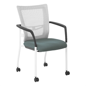 ProGrid Mesh Back Visitors Chair  with Padded Gray Fabric Seat