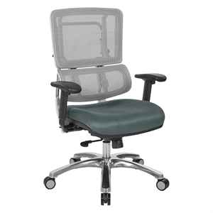 Breathable White Vertical Mesh Chair with Gray Mesh Fabric Seat