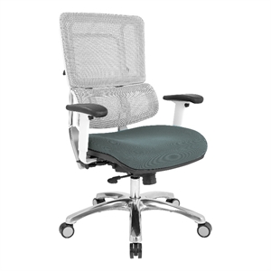 Breathable White Vertical Mesh Chair with Gray Mesh Fabric Seat