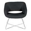 Lounge Chair in Black Faux Leather with Chrome Base